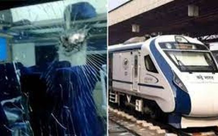 वंदे भारत एक्सप्रेस में फिर पत्थरबाजी:ट्रेन की बोगी का शीशा टूटा, पॉवर हाउस स्टेशन के बीच किसी ने पत्थर मारा दूसरी बार ऐसी घटना