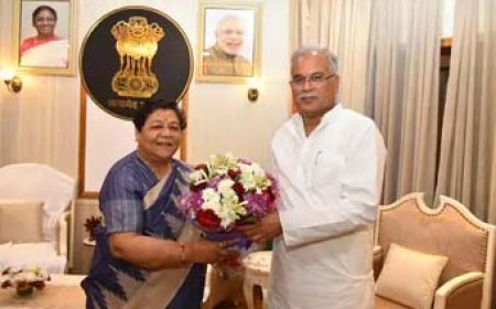 राज्यपाल से मिलने पहुंचे मुख्यमंत्री भूपेश....सहयोग के लिए आभार जताया