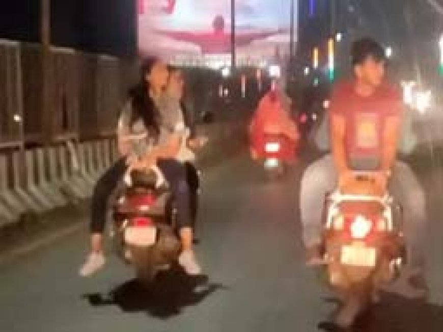 बीच सड़क पर युवक-युवतियों को मस्ती करना पड़ा महंगा:राहगीरों ने रफ ड्राइविंग का वीडियो बनाकर SP को भेजा, दोनों वाहन चालकों पर हुई कार्रवाई