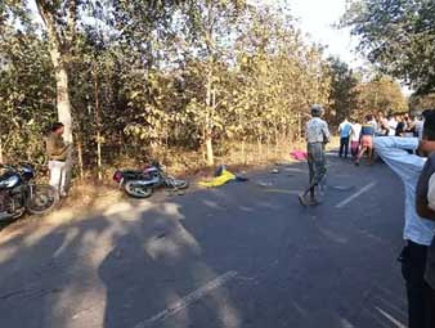 सड़क हादसे में 2 लोगों की मौत: गांव में घूमने निकले थे दोनों… तेज रफ्तार ट्रेलर से कुचला… गुस्साए ग्रामीणों ने किया चक्काजाम