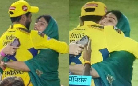 जडेजा ने चौका लगाकर दिलाई CSK को जीत, वाइफ रिवाबा को लगाया गले;