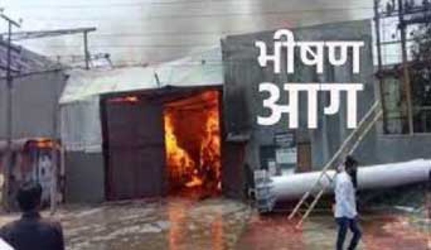 डिस्पोजल बनाने की प्लास्टिक फैक्ट्री में आग लगी