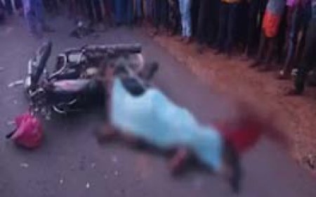 ट्रक की टक्कर से बाइक सवार की मौत:गुस्साए लोगों ने वाहन में लगाई आग, फायर ब्रिगेड ने पाया काबू