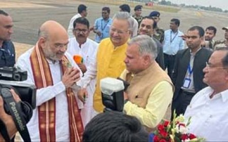 गृहमंत्री अमित शाह दुर्ग पहुंचे: पद्मश्री गायिका उषा बारले के जाएंगे घर; CM भूपेश बोले- 'आदिपुरुष' को करें बैन