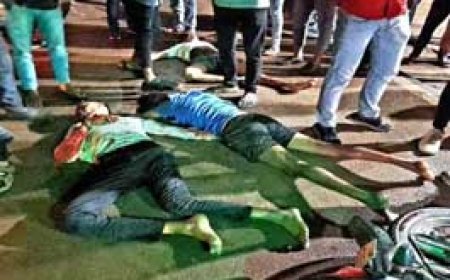 रायपुर में हादसा, दो युवकों की मौत:सड़क पर खड़े ट्रक में पीछे से जा टकराए बाइक सवार, राहगीर बोले देर से आई एम्बुलेंस