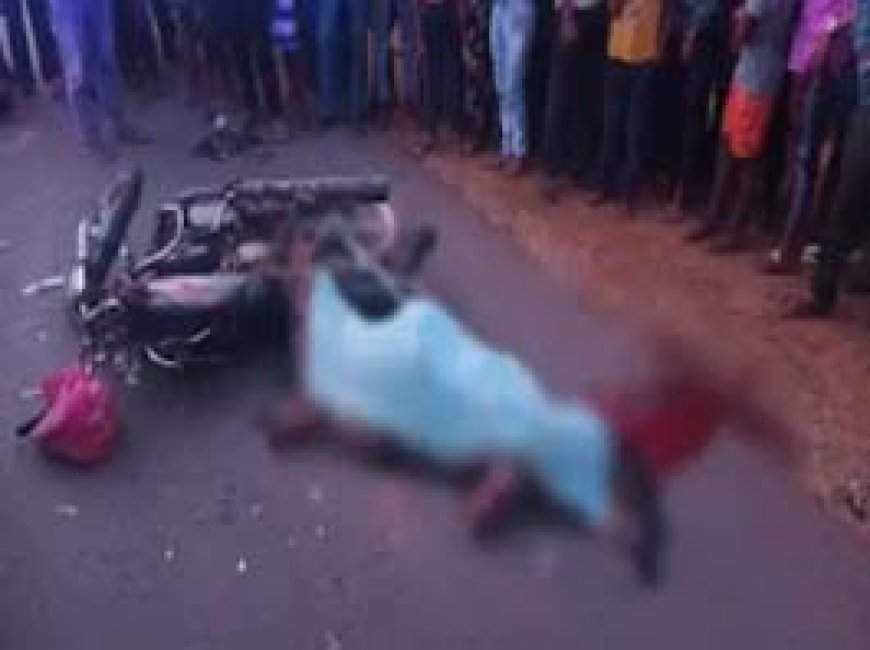 ट्रक की टक्कर से बाइक सवार की मौत:गुस्साए लोगों ने वाहन में लगाई आग, फायर ब्रिगेड ने पाया काबू