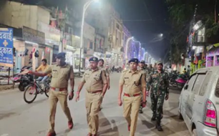 शांति व्यवस्था को कायम रखने एसएसपी गर्ग ने पैदल मार्च किया