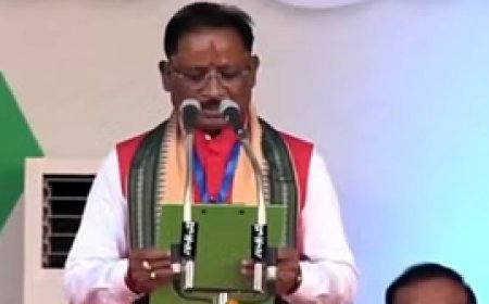 विष्णुदेव साय ने हिंदी में ली सीएम पद की शपथ:मंच पर पीएम मोदी, शाह, नड्डा, योगी के साथ कई राज्यों के सीएम मौजूद