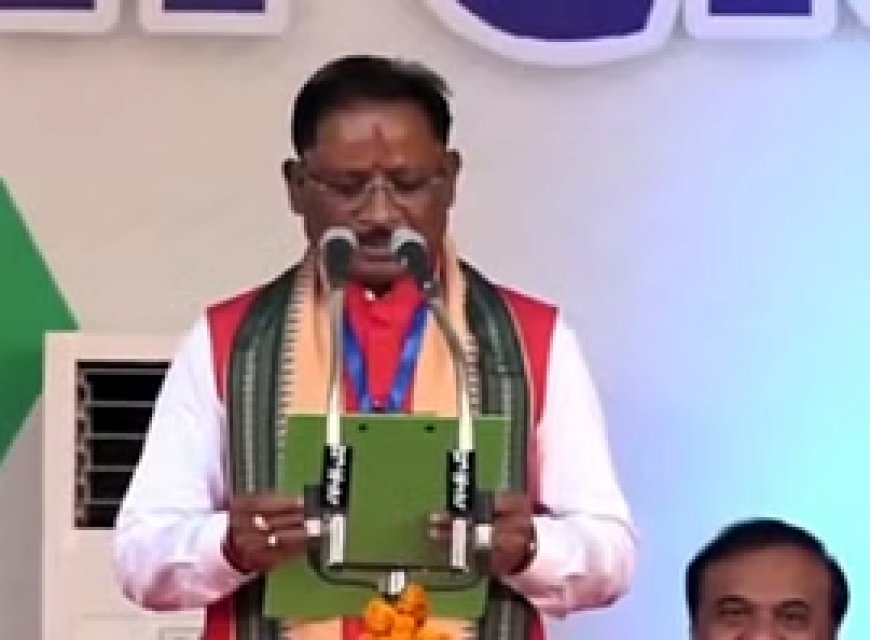 विष्णुदेव साय ने हिंदी में ली सीएम पद की शपथ:मंच पर पीएम मोदी, शाह, नड्डा, योगी के साथ कई राज्यों के सीएम मौजूद