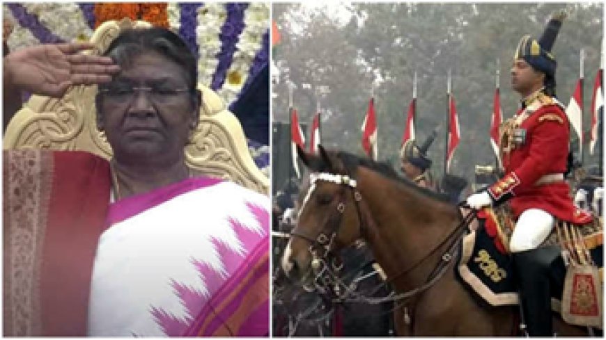 कर्तव्य पथ राष्ट्रपति मुर्मु ने फहराया तिरंगा, मैक्रों और PM मोदी भी रहे मौजूद