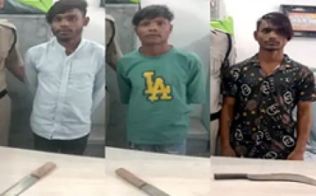 पुलिस ने चाकू लहराते 3 युवकों को दबोचा...सड़क से गुजर रहे लोगों को दिखा रहे थे गुंडागर्दी...