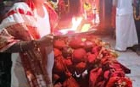 आज नवरात्रि पर रिकेश सेन ने दो किलोमीटर तक माता को दंडवत प्रणाम करते हुए मातारानी के दर्शन किए