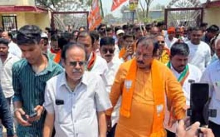 वैशाली नगर में भाजपा प्रत्याशी ने निकाला जुलूस:विजय बघेल ने देर रात तक पूरे विधानसभा क्षेत्र में किया जनसंपर्क....