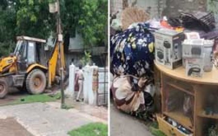 गोलीकांड के दूसरे आरोपी अंकुर शर्मा के घर चला बुलडोजर....मुख्य आरोपी अमित जोश अब भी फरार.....