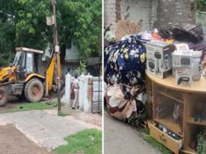 गोलीकांड के दूसरे आरोपी अंकुर शर्मा के घर चला बुलडोजर....मुख्य आरोपी अमित जोश अब भी फरार.....
