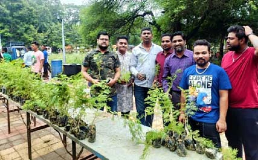 दुर्ग जिला ब्राम्हण समाज के युवा की टोली ने कथास्थल पर निशुल्क 10000 पौधे वितरण किये