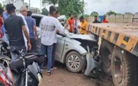 झपकी आने से तेज रफ्तार कार ट्रेलर से टकराई, दर्दनाक हादसे में तीन की मौत, दो घायल