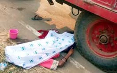 टैक्ट्रर से उछलकर गिरा नाबालिग, पहिए के नीचे आया, मौके पर मौत