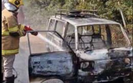 भिलाई टाऊनशिप फारेस्ट एवेन्यू रोड पर मारुति कार में शॉट शर्किट से लगी आग, गाड़ी जलकर राख