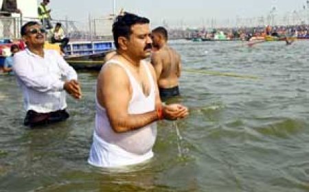 उपमुख्यमंत्री विजय शर्मा ने त्रिवेणी संगम में किया पवित्र स्नान