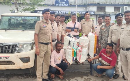 सूरजपुर पुलिस की बड़ी कार्रवाई: 24 लाख के गांजा के साथ दो तस्कर गिरफ्तार, बोलेरो वाहन जब्त