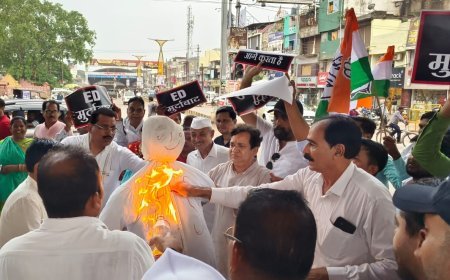 ईडी कार्रवाई के खिलाफ भिलाई में कांग्रेस का हल्लाबोल, सातों ब्लॉकों में प्रदर्शन