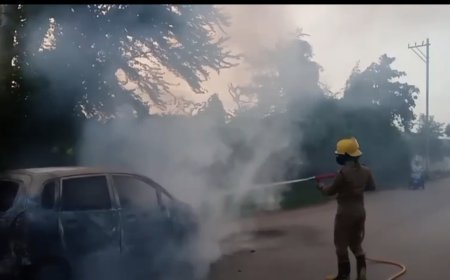 चलती कार में लगी आग, अग्निशमन दल की तत्परता से टला बड़ा हादसा