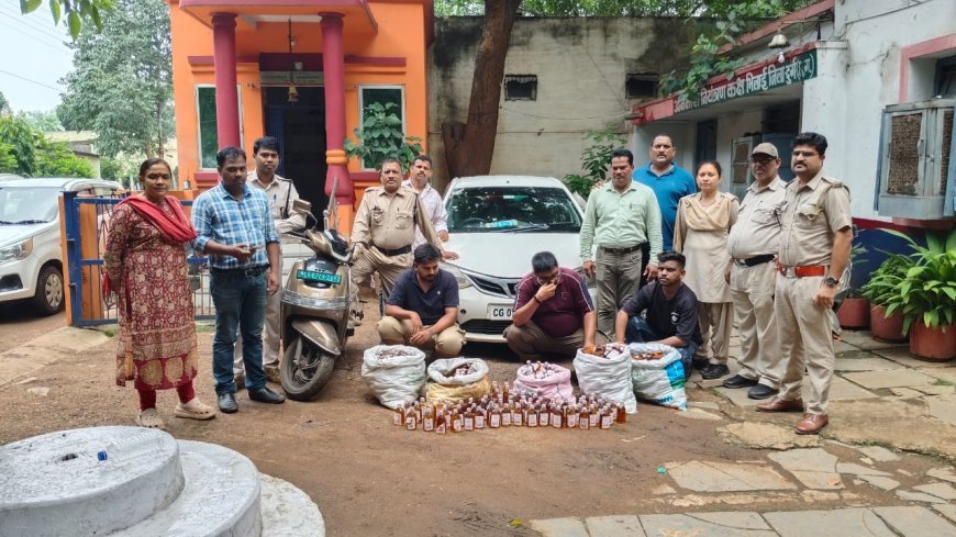 दुर्ग में अवैध शराब तस्करी पर बड़ी कार्रवाई: 10 पेटी नॉन ड्यूटी पैड मदिरा, दो वाहन और तीन आरोपी गिरफ्तार