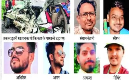 राजनांदगांव में भीषण सड़क हादसा : इंदौर से पुरी जा रहे 6 युवकों की कार ट्रक से भिड़ी, सभी की मौत