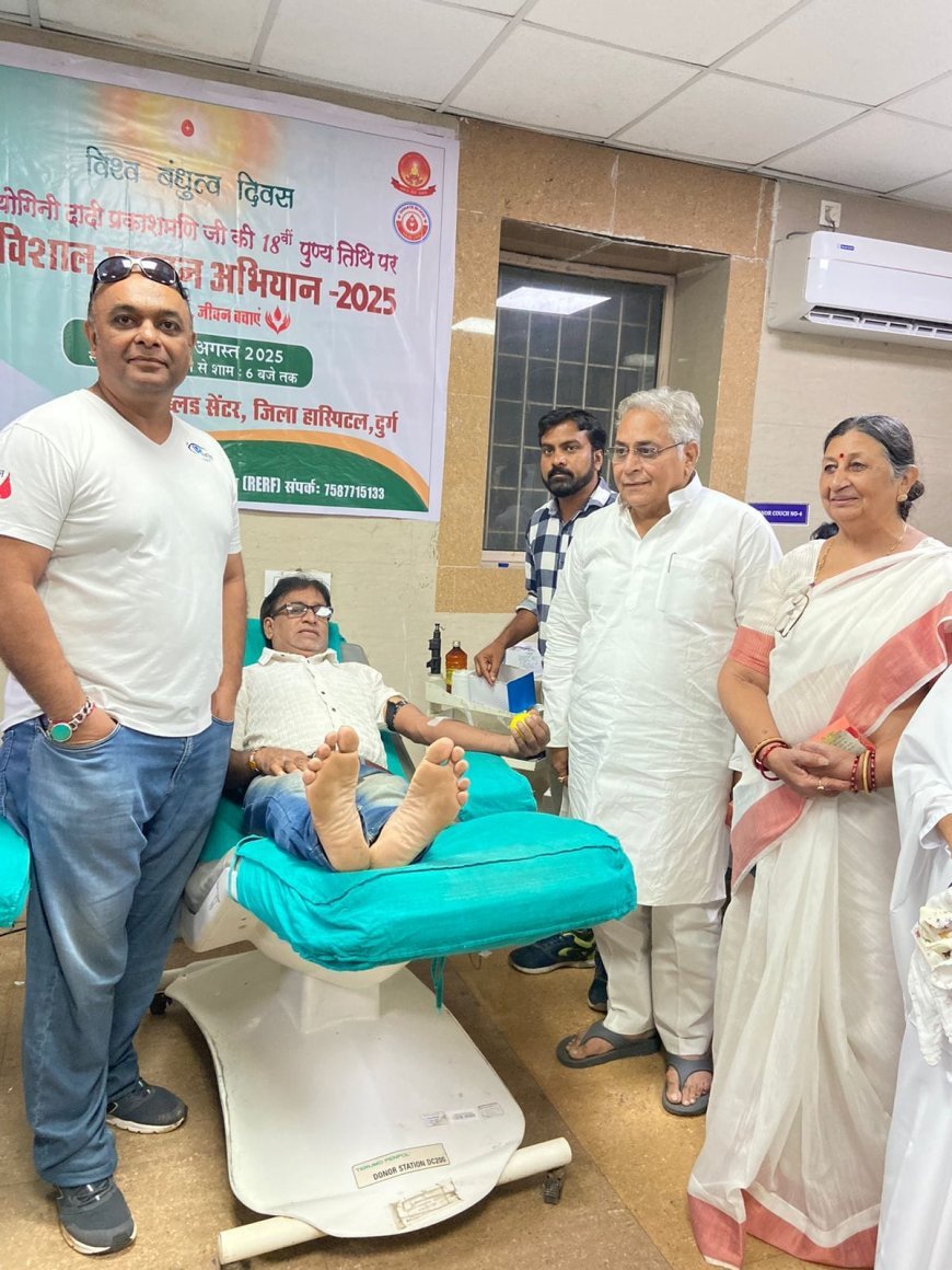 ब्रह्माकुमारीज़ के रक्तदान महाअभियान में अरुण वोरा हुए शामिल, दिया सेवा और एकता का संदेश