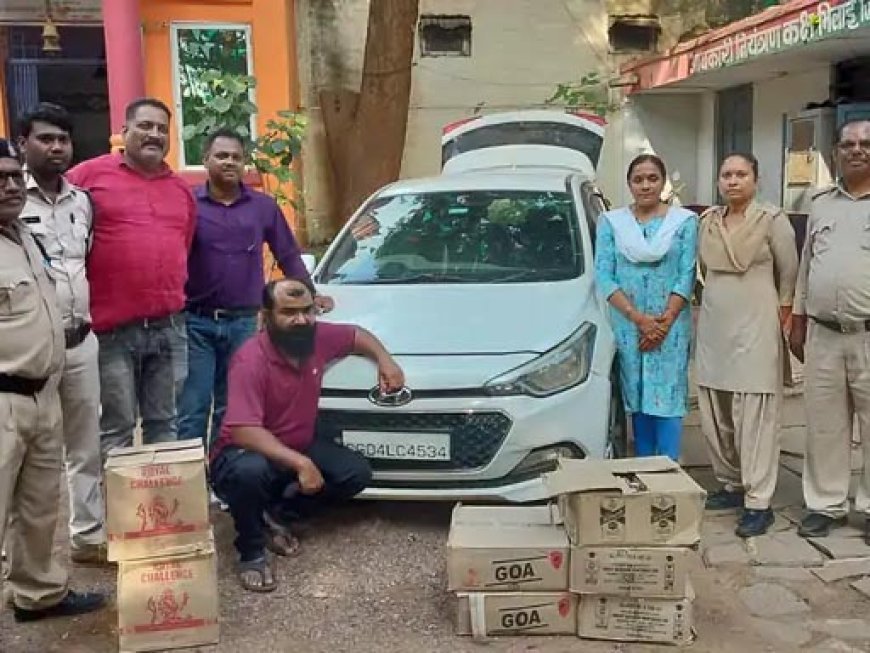 दुर्ग में आबकारी विभाग की कार्रवाई:63 लीटर अवैध शराब और कार समेत 5 लाख का माल जब्त, 1 आरोपी गिरफ्तार