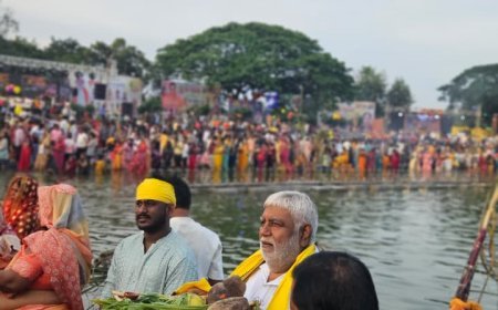 अस्ताचलगामी सूर्य को अर्घ्य देकर प्रदेश की खुशहाली की कामना — प्रेमप्रकाश पाण्डेय