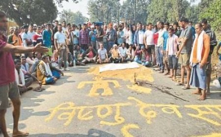 धान खरीदी को लेकर कांग्रेस का हाईवे पर चक्काजाम, घंटों बंद रहा आवागमन