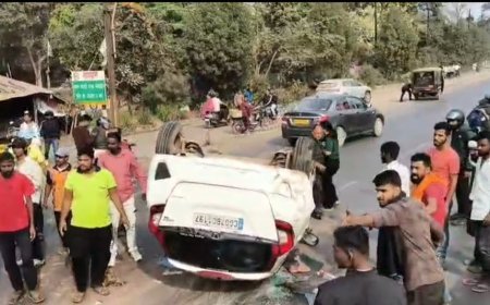 तेज रफ्तार हाईवा ने कार को मारी टक्कर, विधायक के परिजन समेत पांच घायल