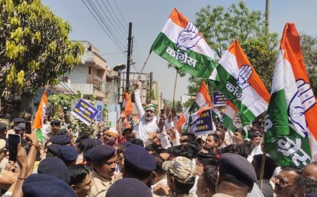 नशे और अपराध के विरोध में कांग्रेस का भाजपा कार्यालय घेराव, बैरिकेड तोड़कर किया जोरदार प्रदर्शन