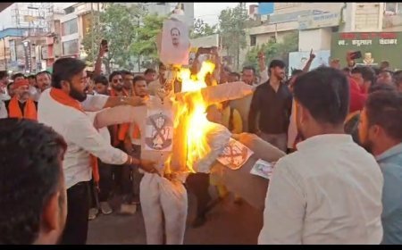 राहुल गांधी की टिप्पणी पर भड़की भाजपा, सुपेला चौक पर फूंका पुतला