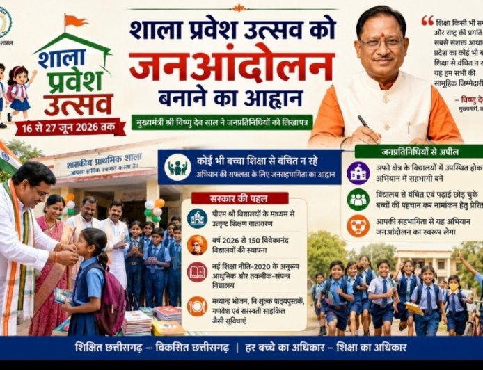 छत्तीसगढ़ में शाला प्रवेशोत्सव को जन आंदोलन बनाने का आह्वान, CM ने जनप्रतिधियों को लिखा पत्र, 27 जून तक चलेगा अभियान