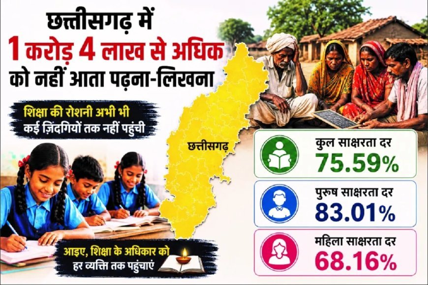 छत्तीसगढ़ में 1 करोड़ लोगों को नहीं आता पढ़ना-लिखना, नक्सल प्रभावित जिलों की हालत सबसे खराब,