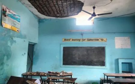 संस्कृत की परीक्षा के बीच छत से टूटकर गिरा प्लास्टर, तीन बच्चे घायल