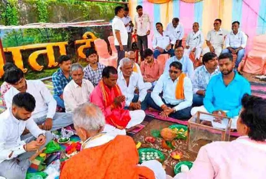 लालमैदान में नवरात्र उत्सव की तैयारियों का श्रीगणेश
