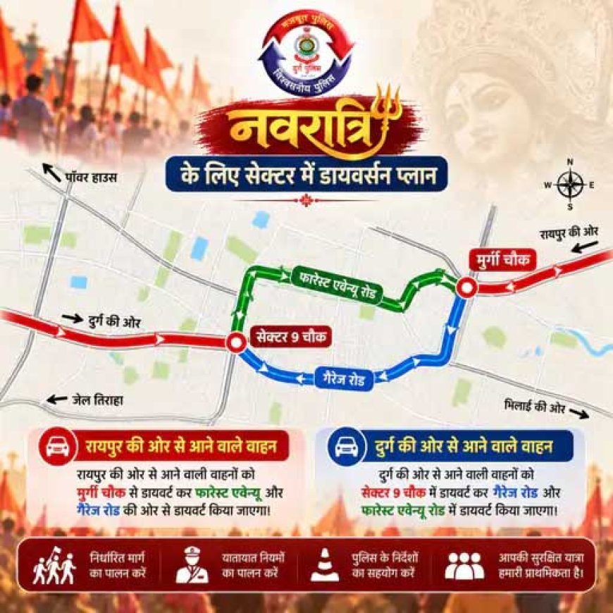 नवरात्रि में दुर्ग-भिलाई का ट्रैफिक प्लान जारी, डोंगरगढ़ पदयात्रियों के लिए अलग कॉरिडोर