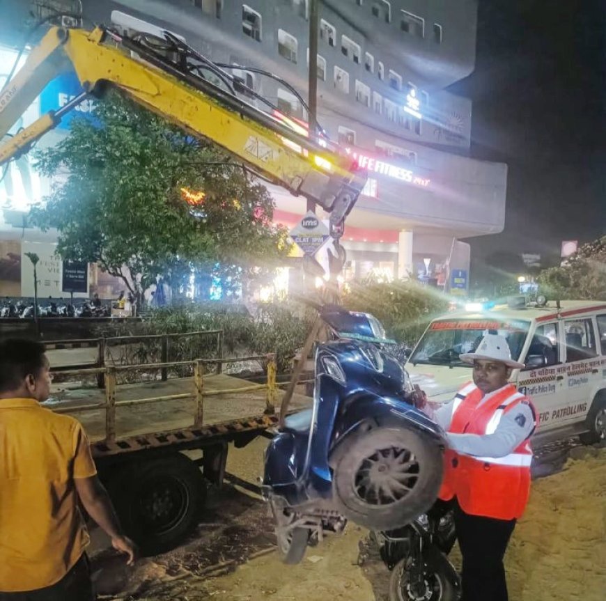 सूर्या मॉल के पास नो पार्किंग में खड़े 172 वाहनों पर कार्रवाई